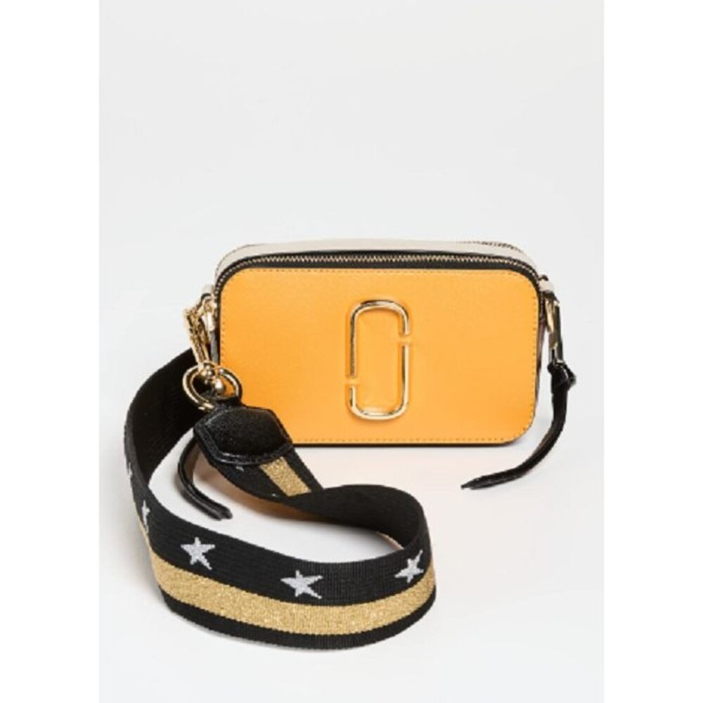 MARC JACOBS The Americana Snapshot Crossbody Bag Sunflower Multi Star Strap NWT